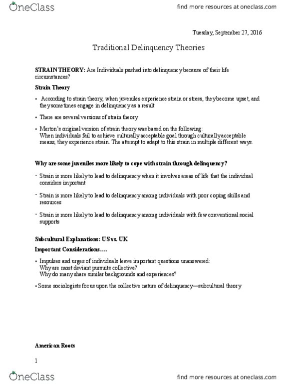 Sociology 2267A/B Lecture Notes - Lecture 3: Juvenile Delinquency, Social Learning Theory, Travis Hirschi thumbnail