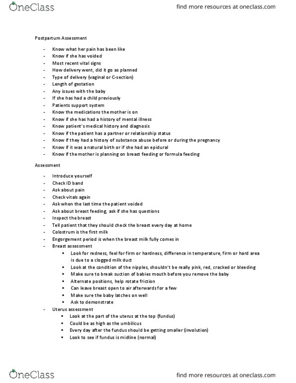 NUR 340L Lecture Notes - Lecture 1: Lactiferous Duct, Colostrum, Uterus thumbnail