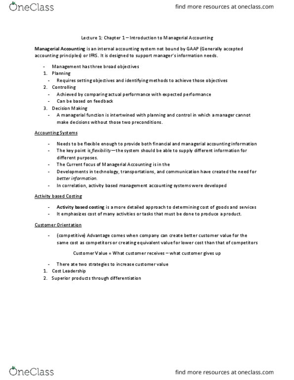 ACC 406 Lecture Notes - Lecture 1: Activity-Based Costing, Total Quality Management, Management Accounting thumbnail