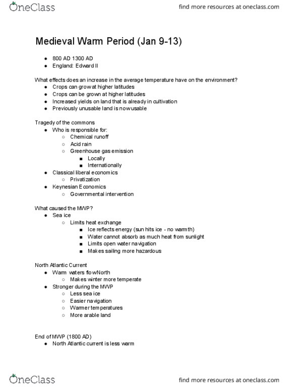 GEO-1330 Lecture 1: Medieval Warm Period (jan 9-13) thumbnail
