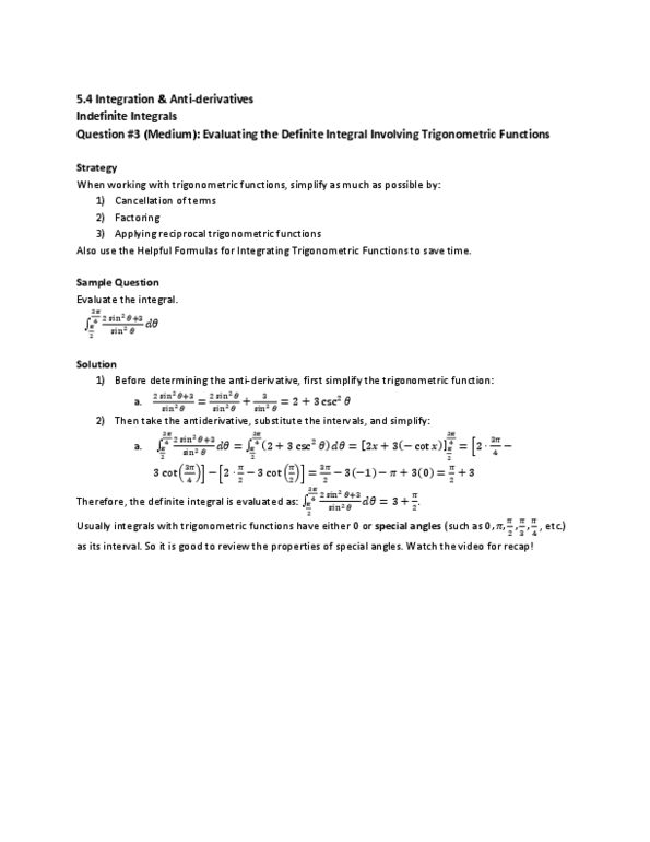 MAT136H1 Lecture Notes - Trigonometric Functions, Antiderivative thumbnail