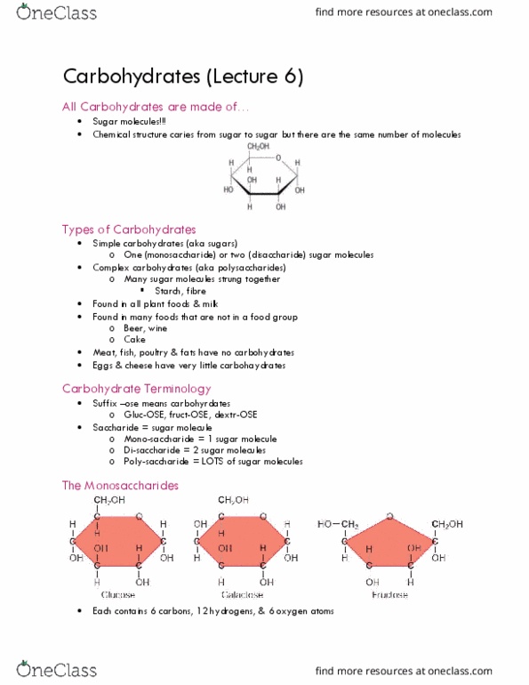 NUTR 1010 Lecture Notes - Lecture 6: Corn Syrup, Carbohydrate, Blood Sugar thumbnail