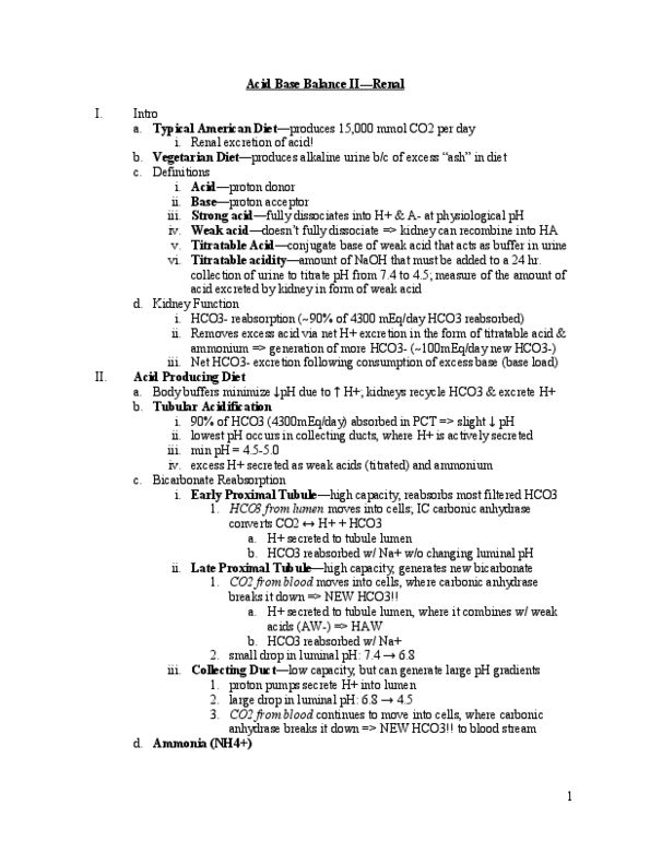 BIOL 2P93 Lecture Notes - Base Load Power Plant, Bicarbonate, Aldosterone thumbnail