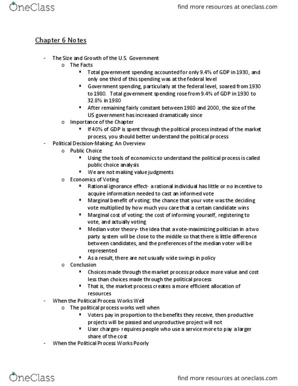 ECO-2013 Lecture Notes - Lecture 6: Median Voter Theorem, Public Choice, Rational Ignorance thumbnail