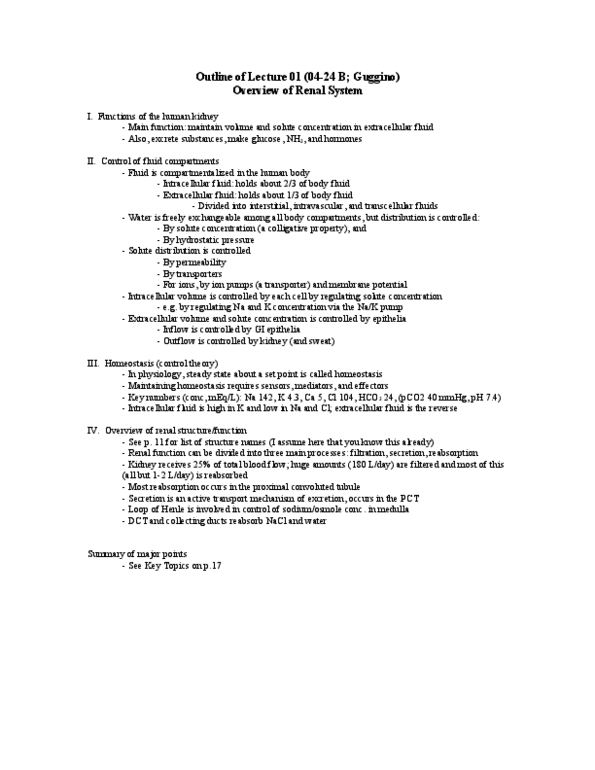 BIOL 2P93 Lecture Notes - Colligative Properties, Sodium Chloride, Renal Function thumbnail
