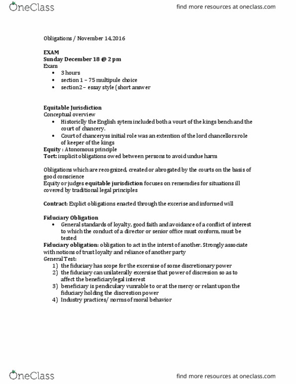 LAWS 2202 Lecture Notes - Lecture 9: Fiduciary thumbnail