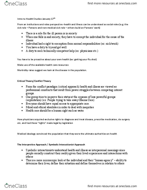 HLTHAGE 1AA3 Lecture Notes - Lecture 6: Influenza Vaccine, Sick Role thumbnail