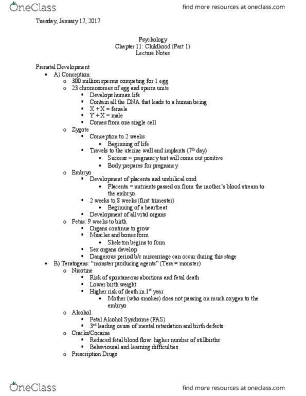 PSYC 1010 Lecture Notes - Lecture 24: Fetal Alcohol Spectrum Disorder, Umbilical Cord, Intellectual Disability thumbnail