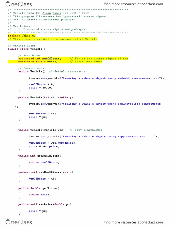 COMP 228 Chapter 2: Vehicle.java thumbnail