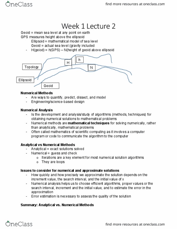 GEOE 359 Lecture Notes - Lecture 2: Geoid, Computational Science, Propagation Of Uncertainty thumbnail