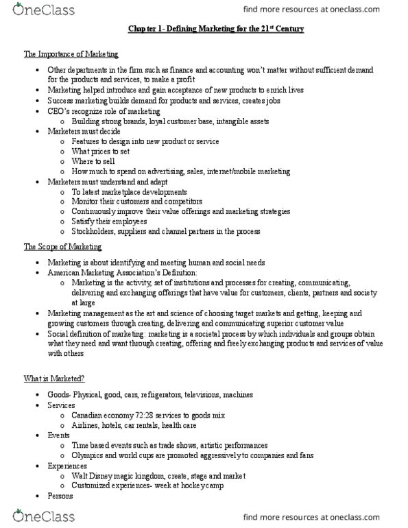 MKT 702 Lecture Notes - Lecture 1: Marketing Management, Mobile Marketing, Customer Relationship Management thumbnail