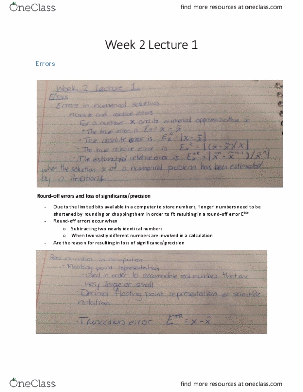 GEOE 359 Lecture Notes - Lecture 4: Round-Off Error, Numerical Error, Significant Figures thumbnail