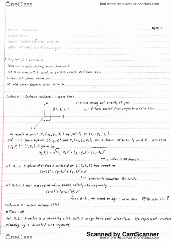 MATH 241 Lecture 1: Section 11.1-11.2 Notes thumbnail