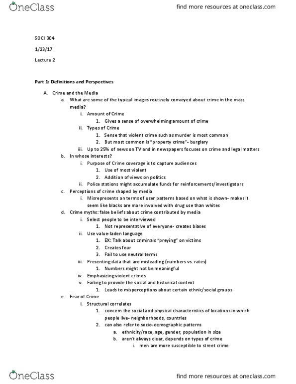 SOCI 304 Lecture Notes - Lecture 2: Misdemeanor thumbnail