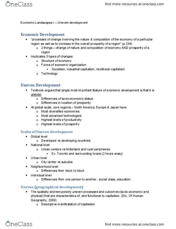 GEG 1302 Lecture Notes - Lecture 4: Walt Whitman Rostow, World Economy, Neoliberalism thumbnail