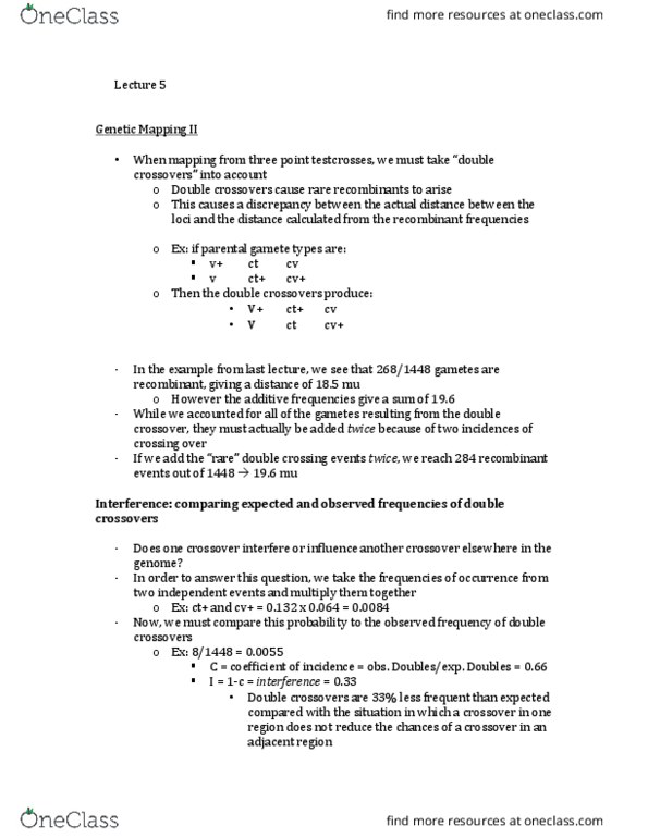 BIOL 202 Lecture Notes - Lecture 5: Trinucleotide Repeat Disorder, Gamete, Centimorgan thumbnail