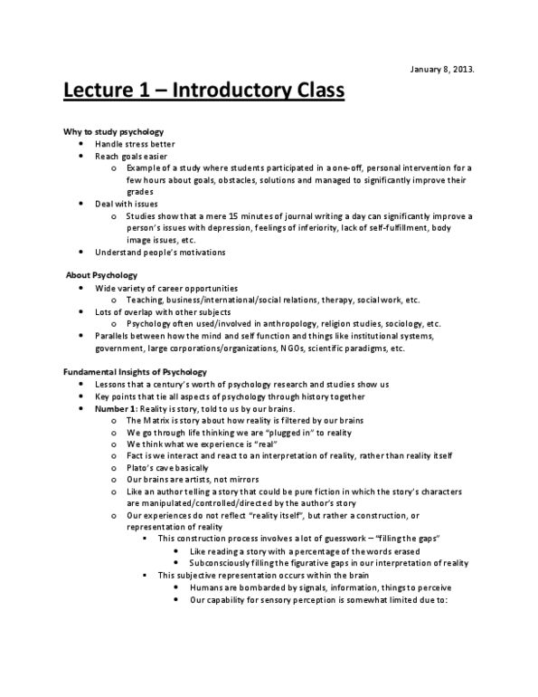PSY100H1 Lecture Notes - Religious Studies thumbnail