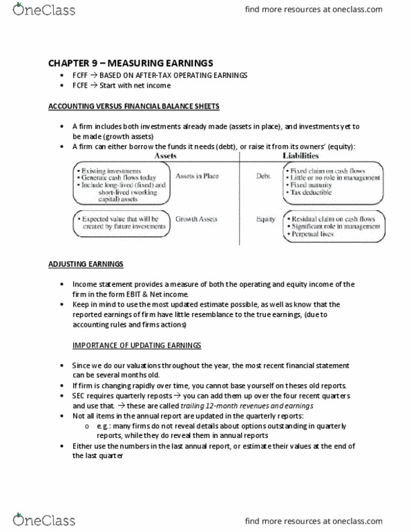 FINA 410 Lecture Notes - Lecture 9: Financial Statement, Income Statement, Financial Accounting Standards Board thumbnail