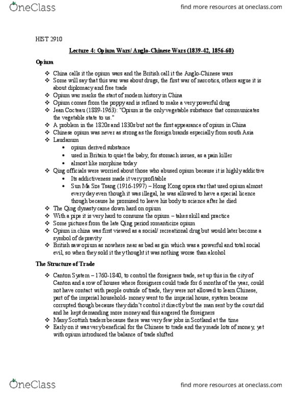 HIST 2910 Lecture Notes - Lecture 4: Recreational Drug Use, Laudanum, Rhubarb Rhubarb thumbnail