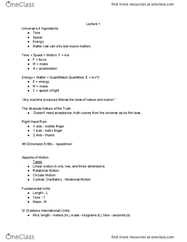 PHYS 376 Lecture Notes - Lecture 1: Linear Motion, International System Of Units thumbnail