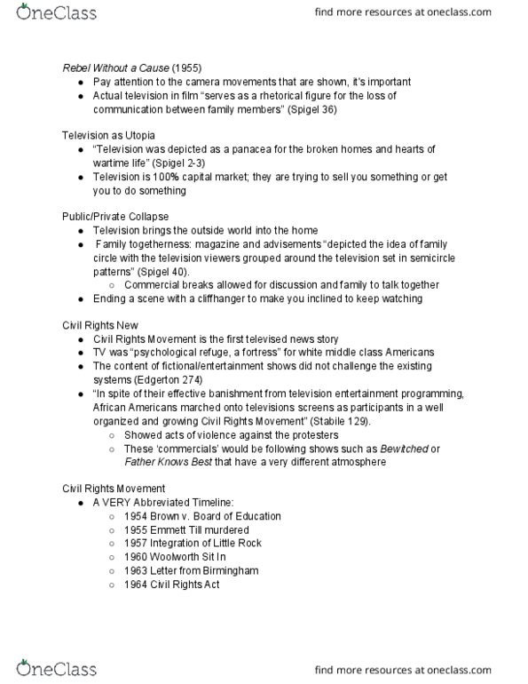 CAT 2 Lecture Notes - Lecture 7: Emmett Till, Hypermasculinity, Civil Rights Act Of 1964 thumbnail