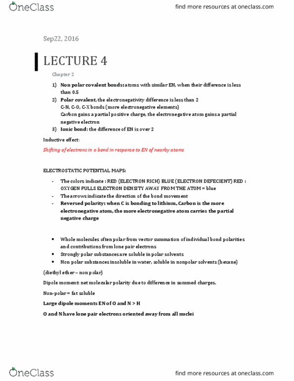 CHM136H1 Lecture Notes - Lecture 4: Diethyl Ether, Hexane, Pi Bond thumbnail