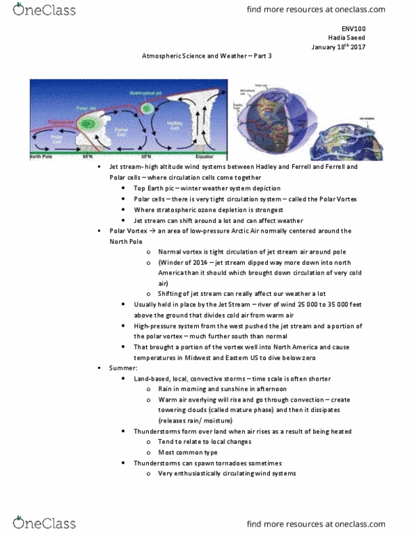 ENV100Y5 Lecture Notes - Lecture 22: Atmospheric Circulation, Arctic Air, Ozone Depletion thumbnail