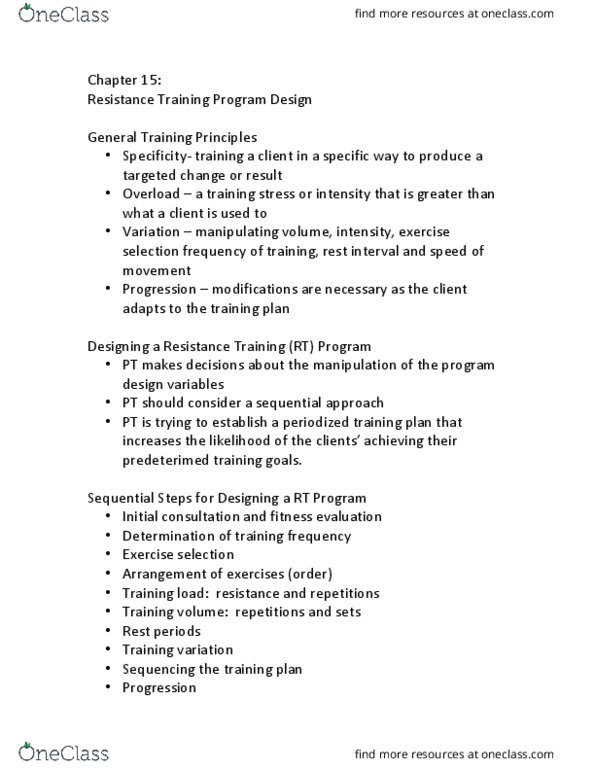 KINE 416 Lecture Notes - Lecture 11: One-Repetition Maximum, Body Composition, Cardiorespiratory Fitness thumbnail