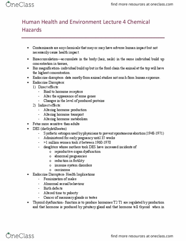 EESA10H3 Lecture Notes - Lecture 4: Bisphenol A, Hypospadias, Carcinogen thumbnail