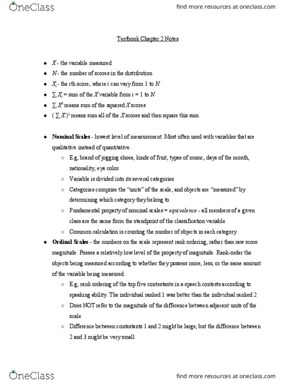 PSY-0031 Chapter Notes - Chapter 2: Kelvin, Decimal Mark, Celsius thumbnail