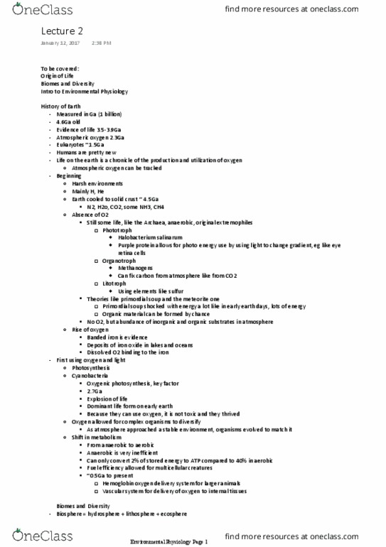 BIO 2110 Lecture Notes - Lecture 2: Retina, Archaea, Negative Feedback thumbnail