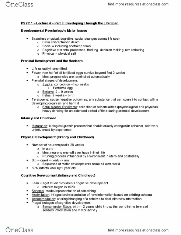 PSYC 1 Lecture Notes - Lecture 4: Social Skills, Dsm-5, Midlife Crisis thumbnail