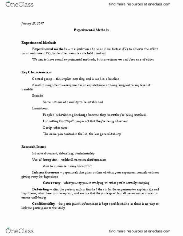 PSY 317 Lecture Notes - Lecture 4: Golden Rule, Informed Consent, Times New Roman thumbnail