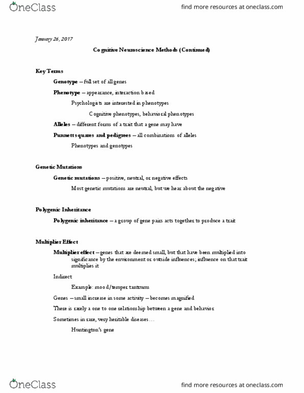 PSY 252 Lecture Notes - Lecture 4: Quantitative Trait Locus, Cloning, Phenotype thumbnail