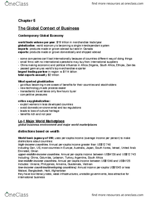 BUS 201 Chapter Notes - Chapter 5: Mercosur, Capital Market, Foreign Direct Investment thumbnail