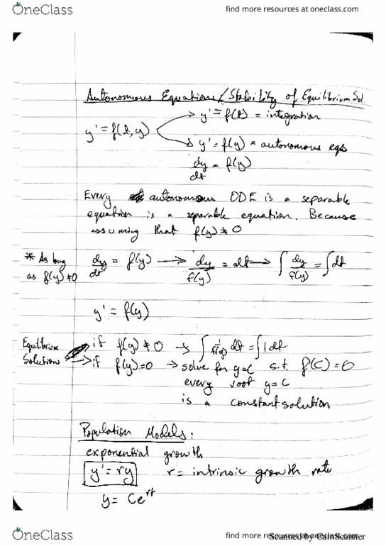 MATH 251 Lecture 6: Autonomous Equations thumbnail