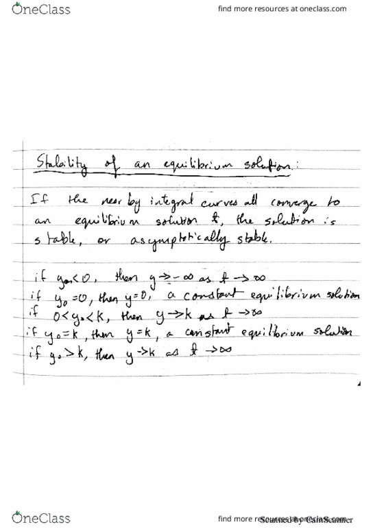 MATH 251 Lecture 7: Stability of Equilibrium Solutions thumbnail