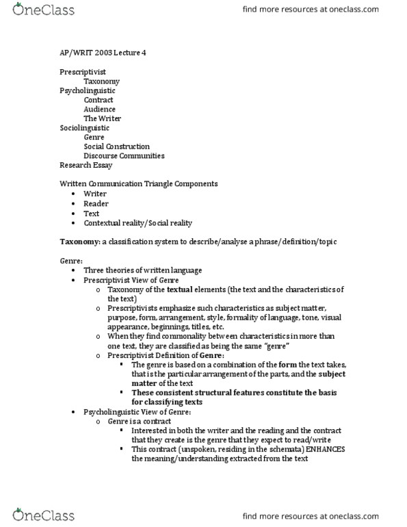 WRIT 2003 Lecture Notes - Lecture 4: Lincoln Near-Earth Asteroid Research, Readwrite, New Rhetorics thumbnail