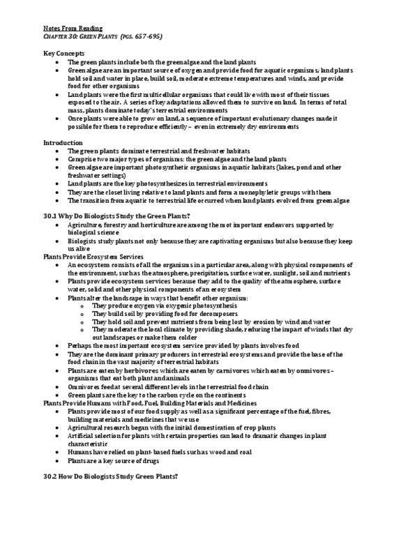 BIO153H5 Chapter Notes - Chapter 30: Dicotyledon, Gas Exchange, Heterospory thumbnail