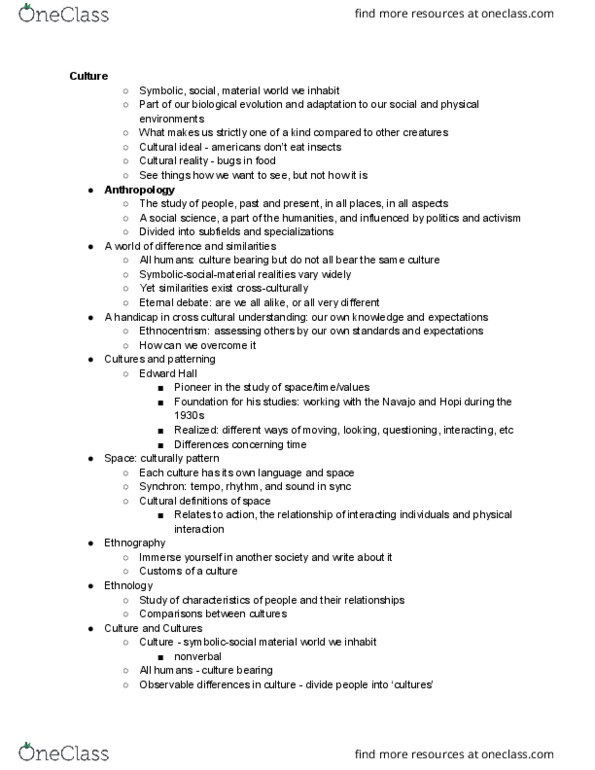 ANT 121 Lecture Notes - Lecture 2: Trobriand Islands, Egocentrism, Cultural Anthropology thumbnail