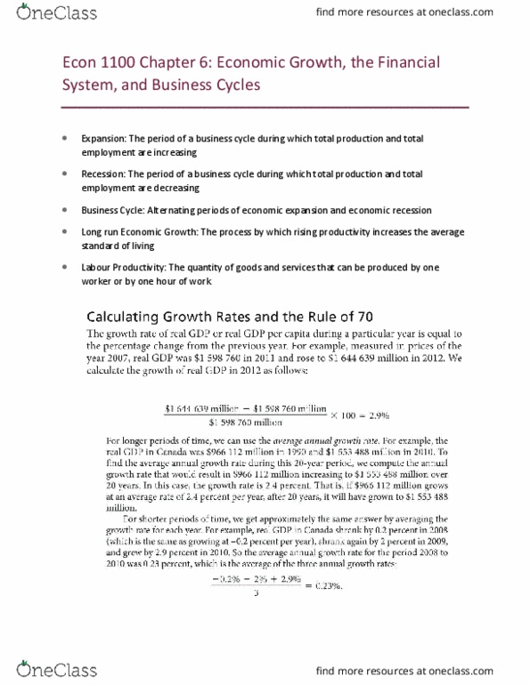ECON 1100 Chapter Notes - Chapter 6: Loanable Funds, Business Cycle thumbnail