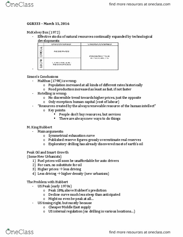 GGR333H5 Lecture Notes - Lecture 10: Human Capital, Dutch Disease, Peak Oil thumbnail