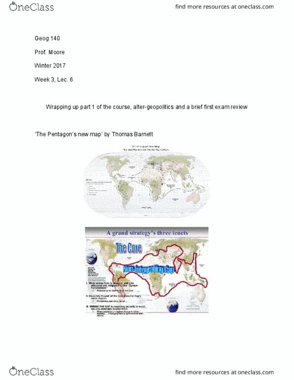 GEOG 140 Lecture Notes - Lecture 6: The Geographical Pivot Of History, Political Geography, Peace Brigades International thumbnail