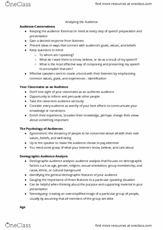 SPCOM111 Chapter Notes - Chapter 1: Stereotype, Pathos, Ethnocentrism thumbnail