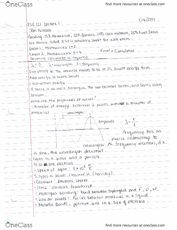 ESE 121 Lecture Notes - Lecture 1: Graphing Calculator thumbnail