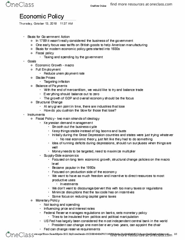PSCI 3325 Lecture Notes - Lecture 10: Collective Bargaining, Microsoft Onenote, Reserve Requirement thumbnail