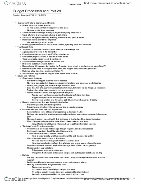 PSCI 3325 Lecture Notes - Lecture 13: Incrementalism, Microsoft Onenote, Brinkmanship thumbnail