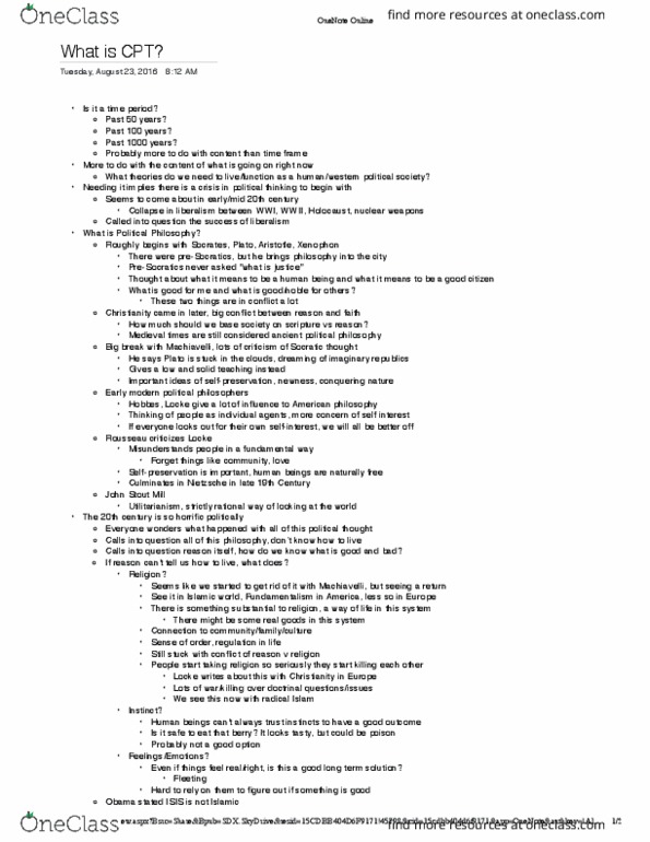 PSCI 4354 Lecture Notes - Lecture 9: American Philosophy, Peace And Conflict Studies, Microsoft Onenote thumbnail