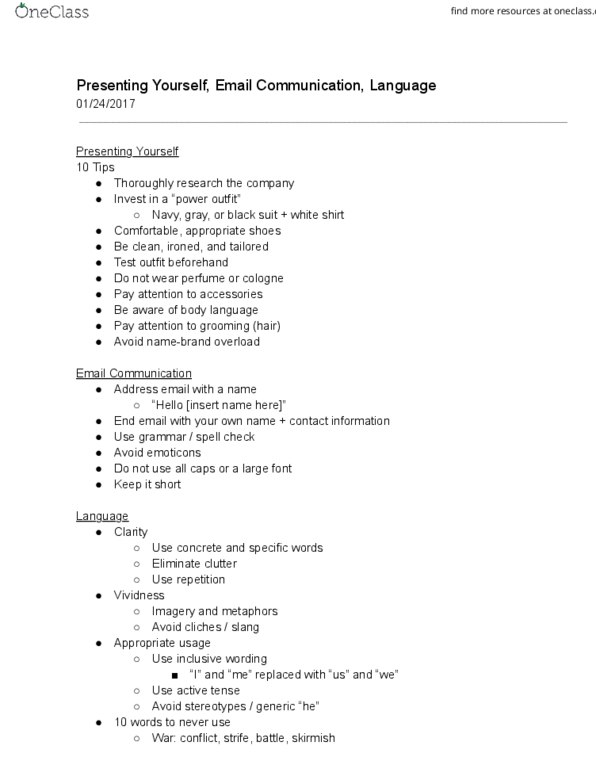 COMS 102 Lecture 5: Presenting Yourself, Email Communication, Language thumbnail