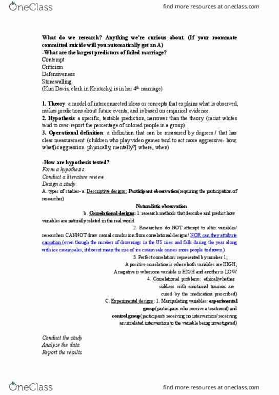 PSY-0001 Lecture Notes - Lecture 2: Statistical Inference, Participant Observation, Descriptive Statistics thumbnail